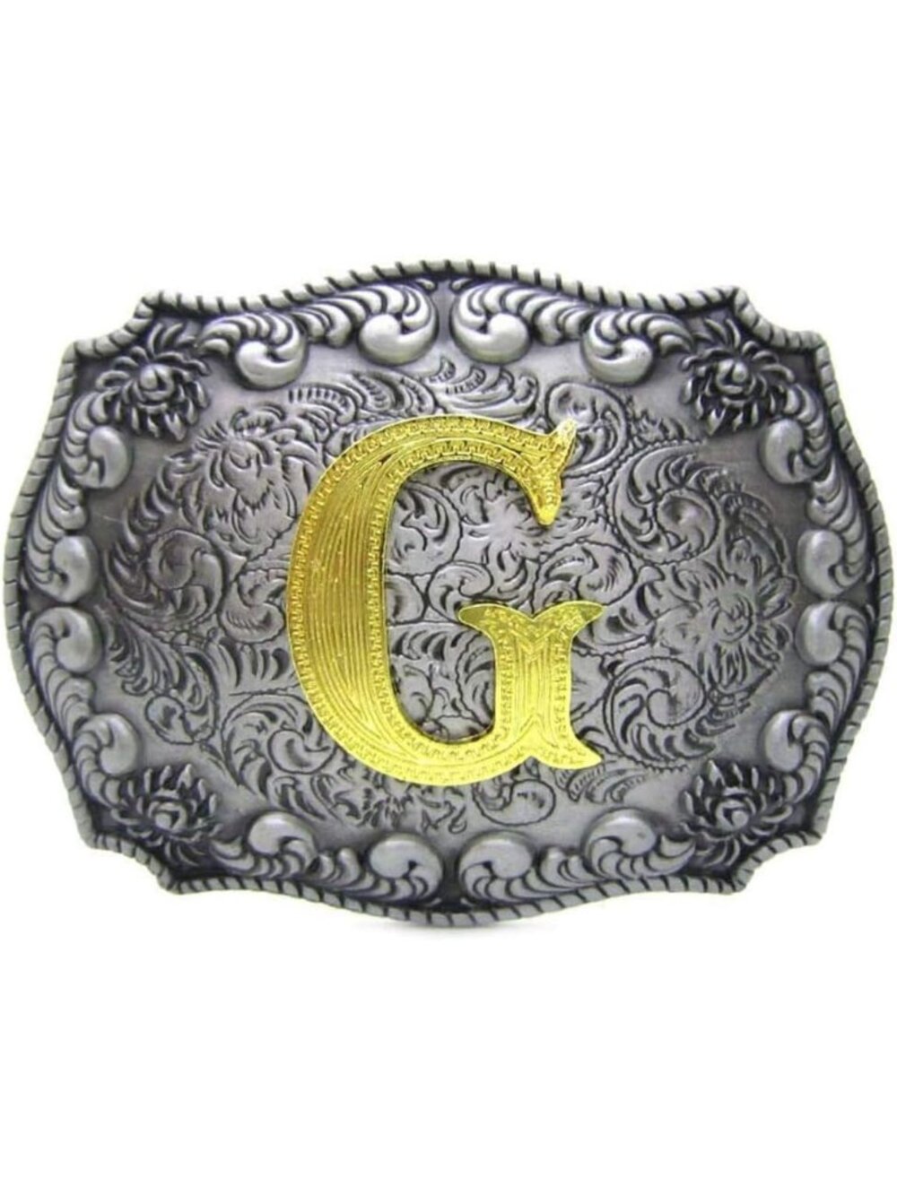Unisex G Imported Western Silver Large Belt Buckle Initial Letters Rodeo